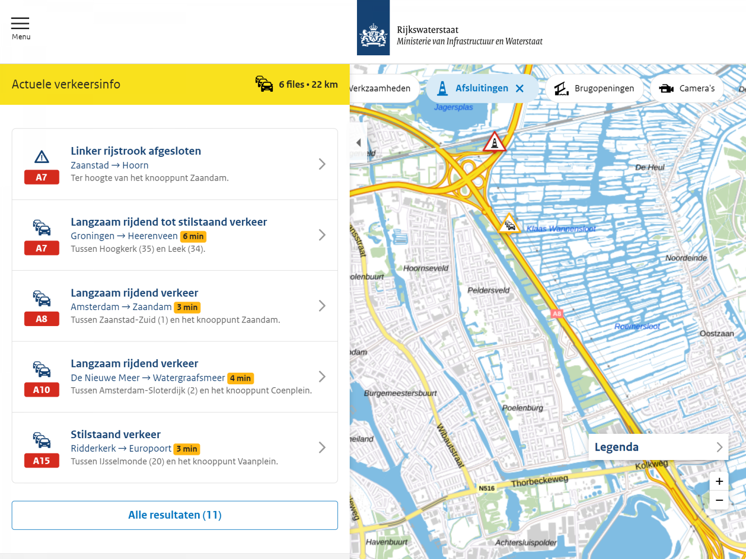 Actuele Verkeersinformatie Google Maps, ANWB, Rijkswaterstaat