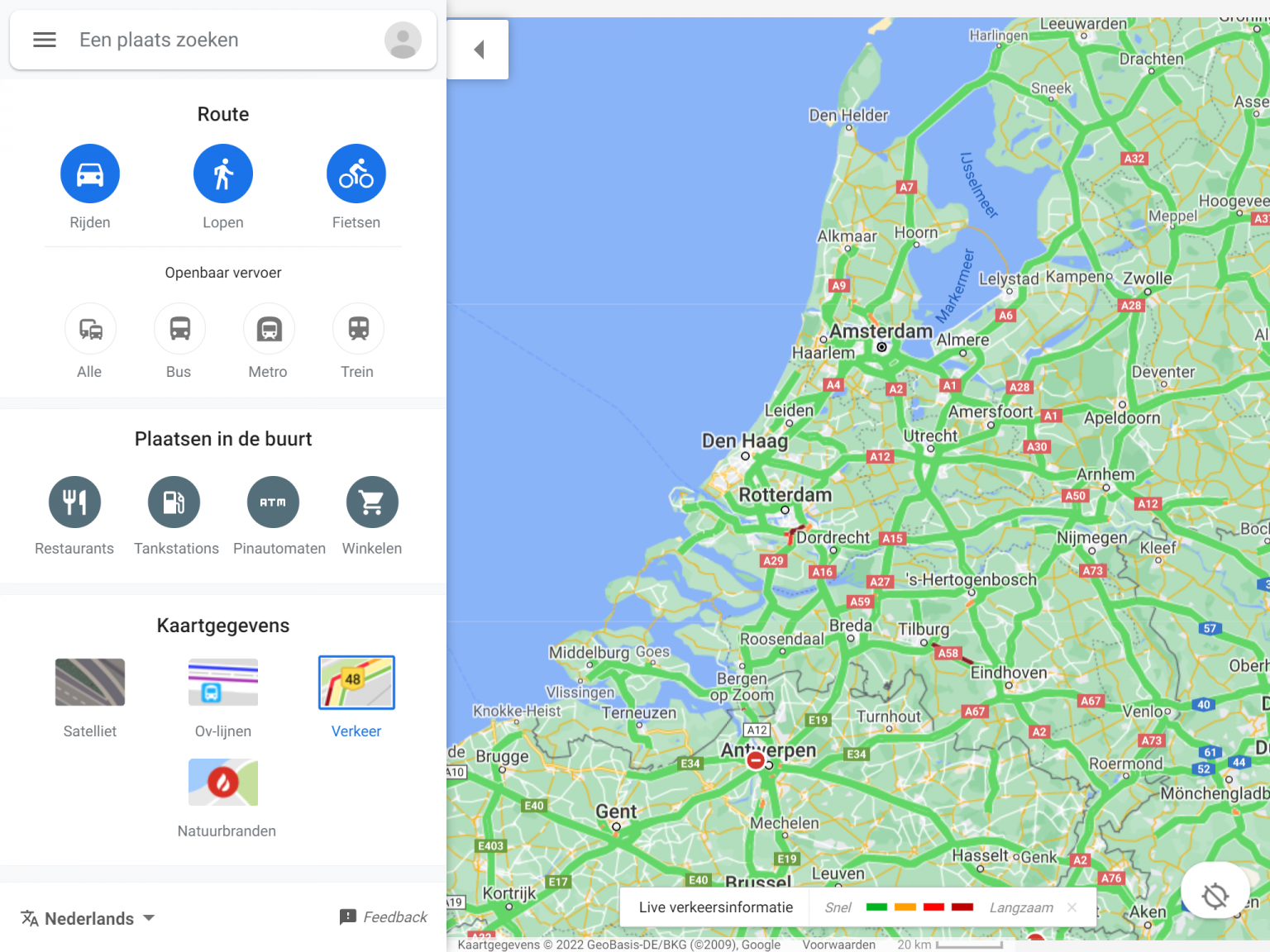 Actuele Verkeersinformatie Google Maps, ANWB, Rijkswaterstaat